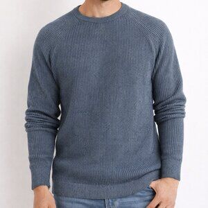 Denver Haynes Men's Size 2XL Blue Knit Sweater Long Sleeve 100% Cotton Round